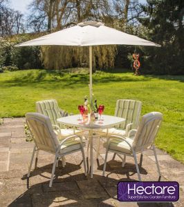 Hadleigh 4 Seater Garden Dining Furniture Set In White By Hectare®